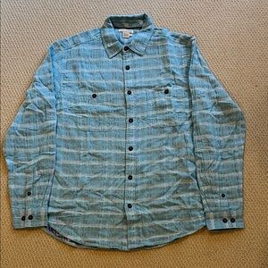 Carbon2Colbalt Plaid Button Down Shirt Men’s M Light Blue Spring Double Pocket